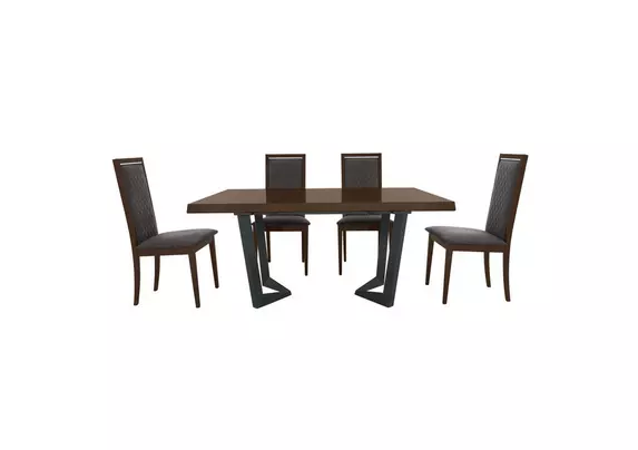 Dark walnut dining table deals and chairs