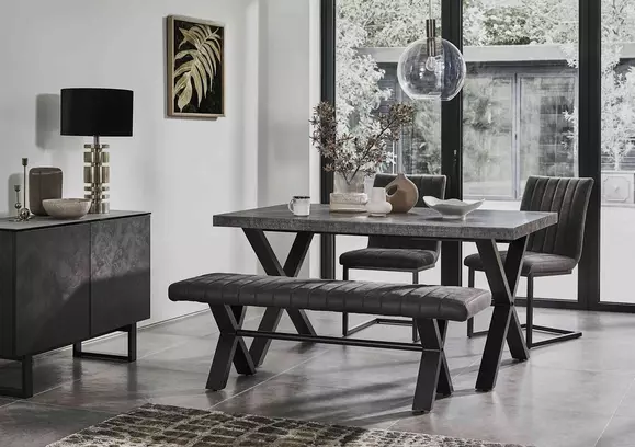 Modern dining table with deals bench and chairs