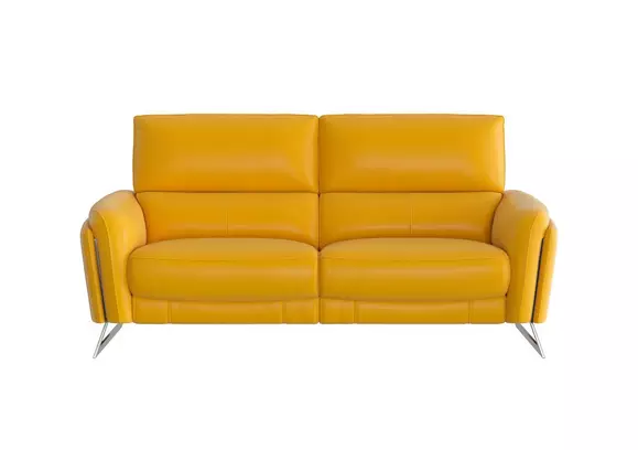 Leather store yellow couch