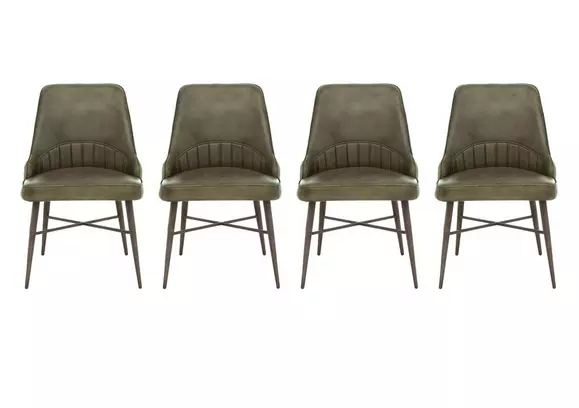 Dark green deals leather dining chairs