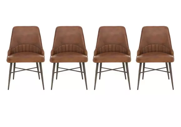 4 leather dining discount chairs