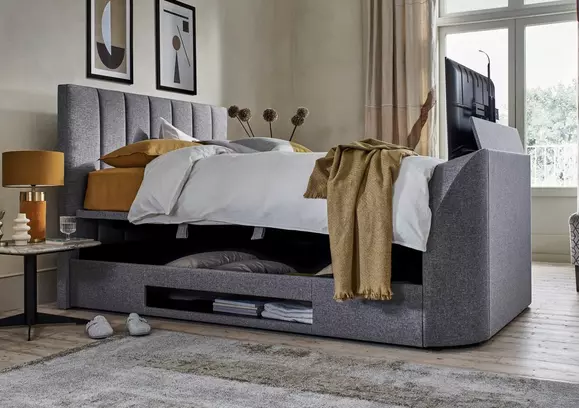 King size bed frame deals with tv stand