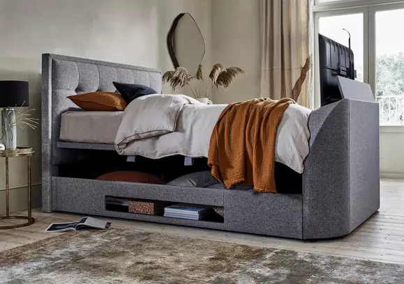 Small double tv bed deals with storage