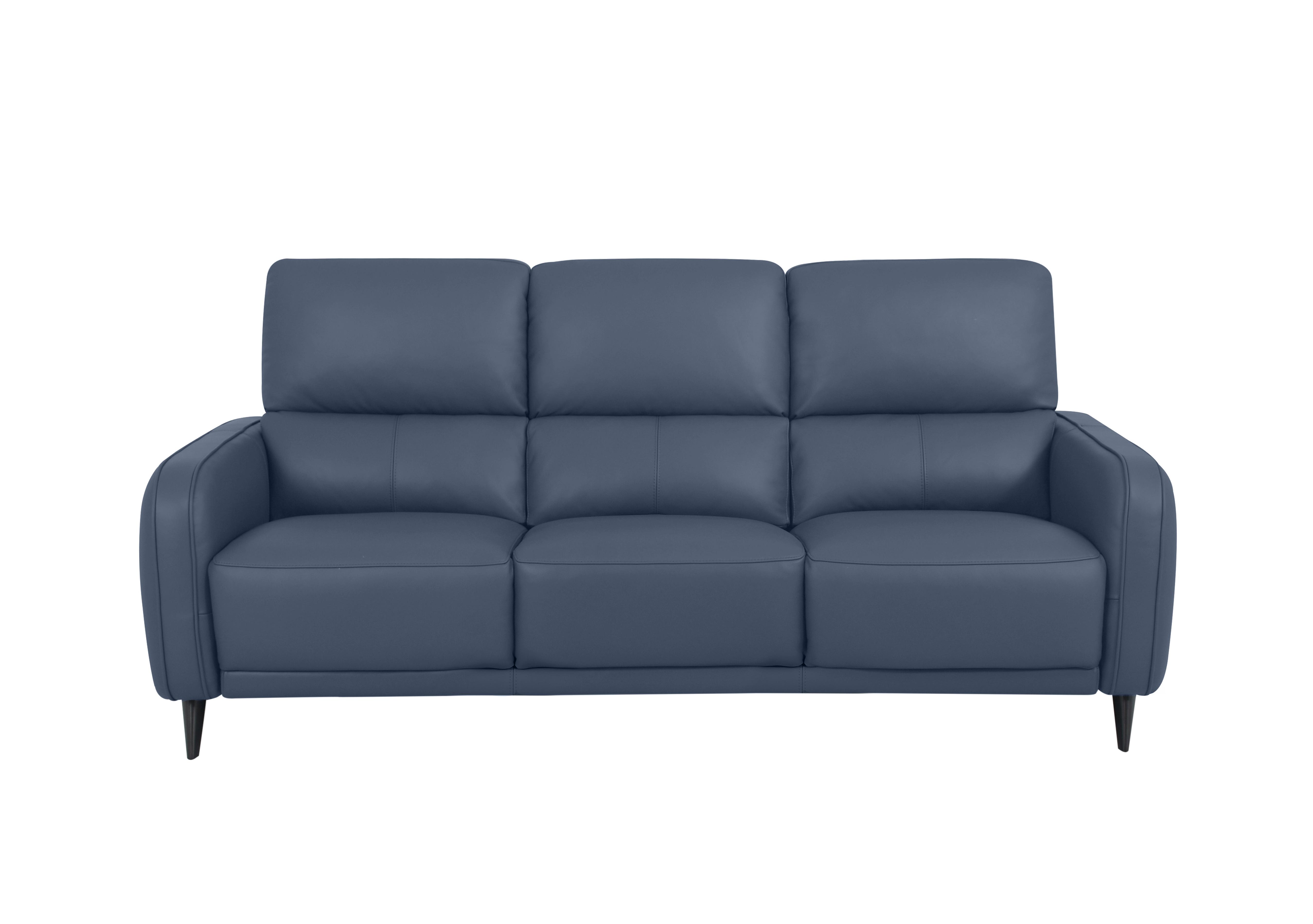 Blue leather deals sectional recliner