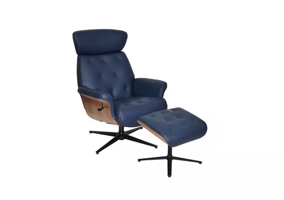 Blue swivel hot sale rocker recliner