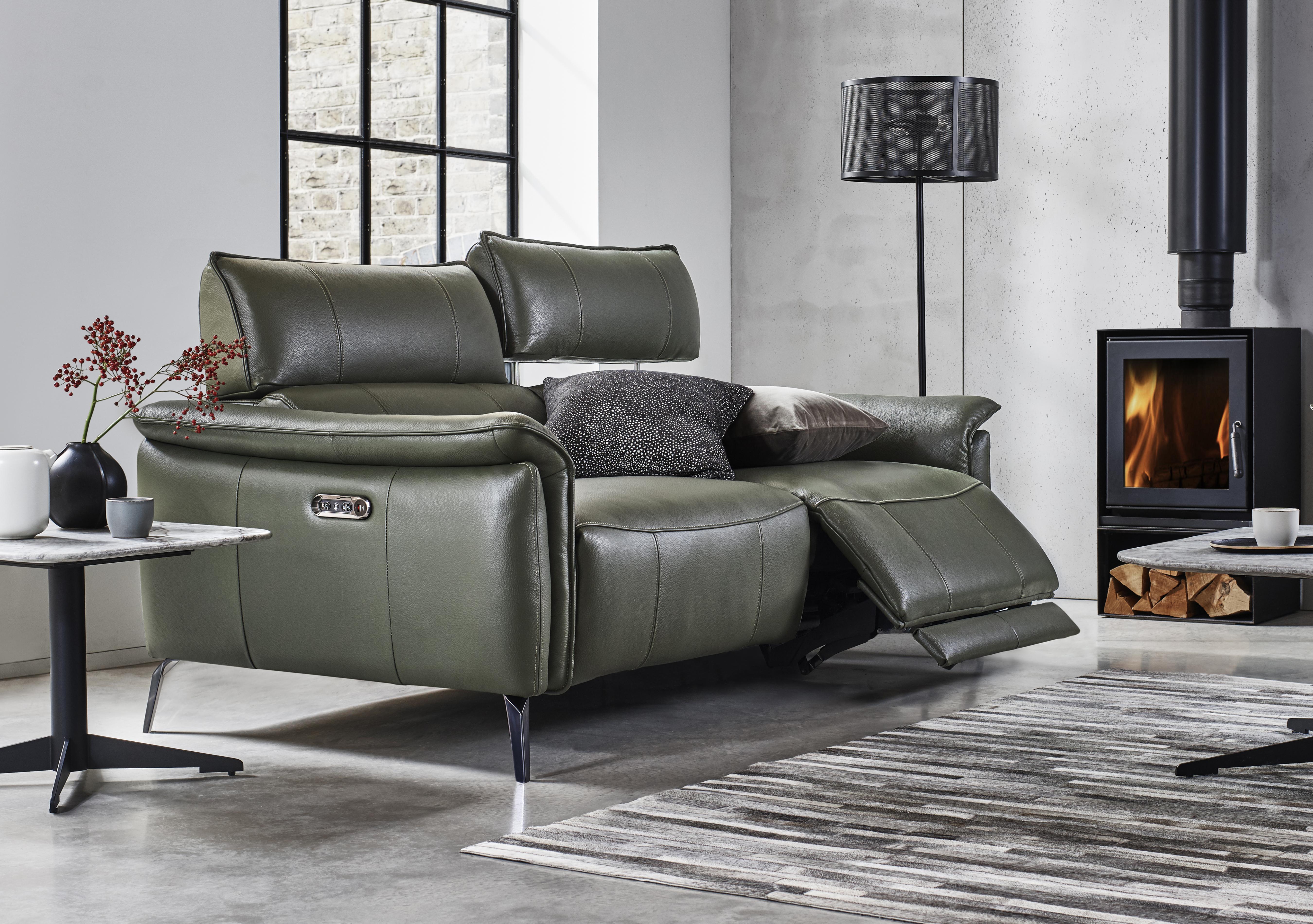 Grey recliner 2025 sofa leather