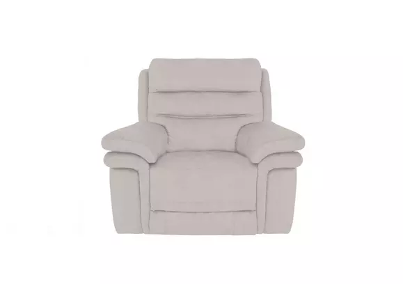 White fabric store recliner chair