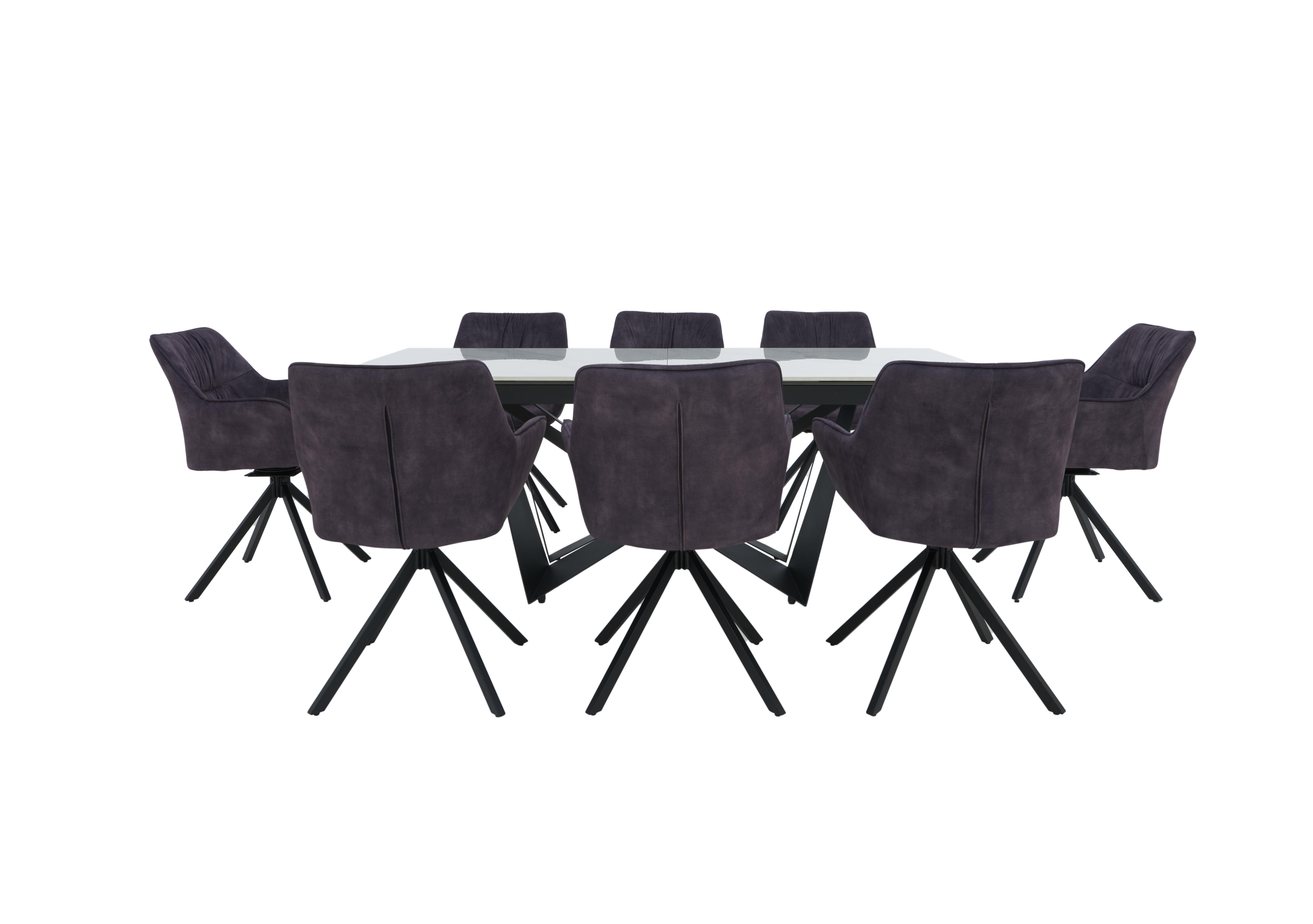 Marvel Black Large Extending Dining Table and 8 Swivel Dining Chairs