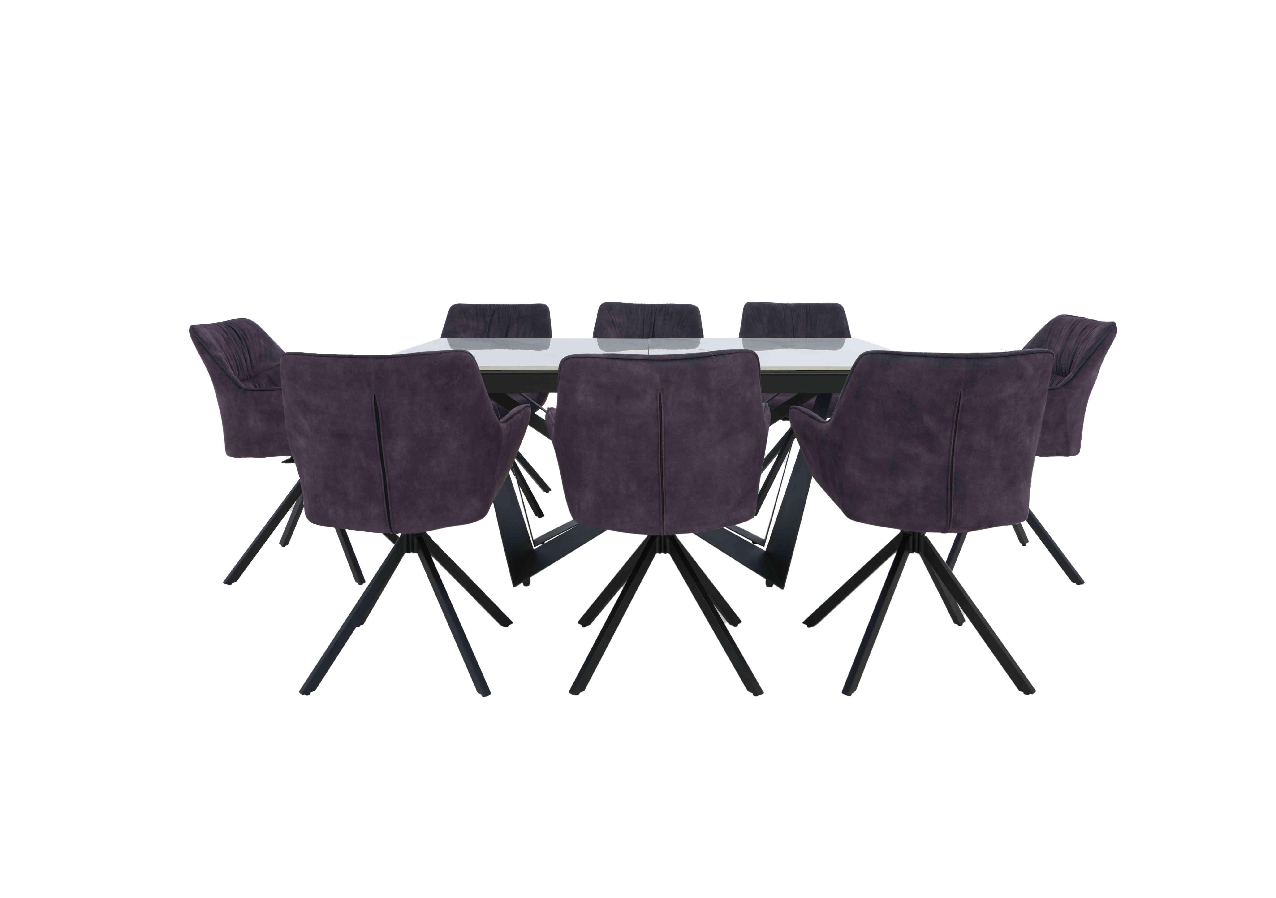Marvel Black Small Extending Dining Table and 8 Swivel Dining Chairs
