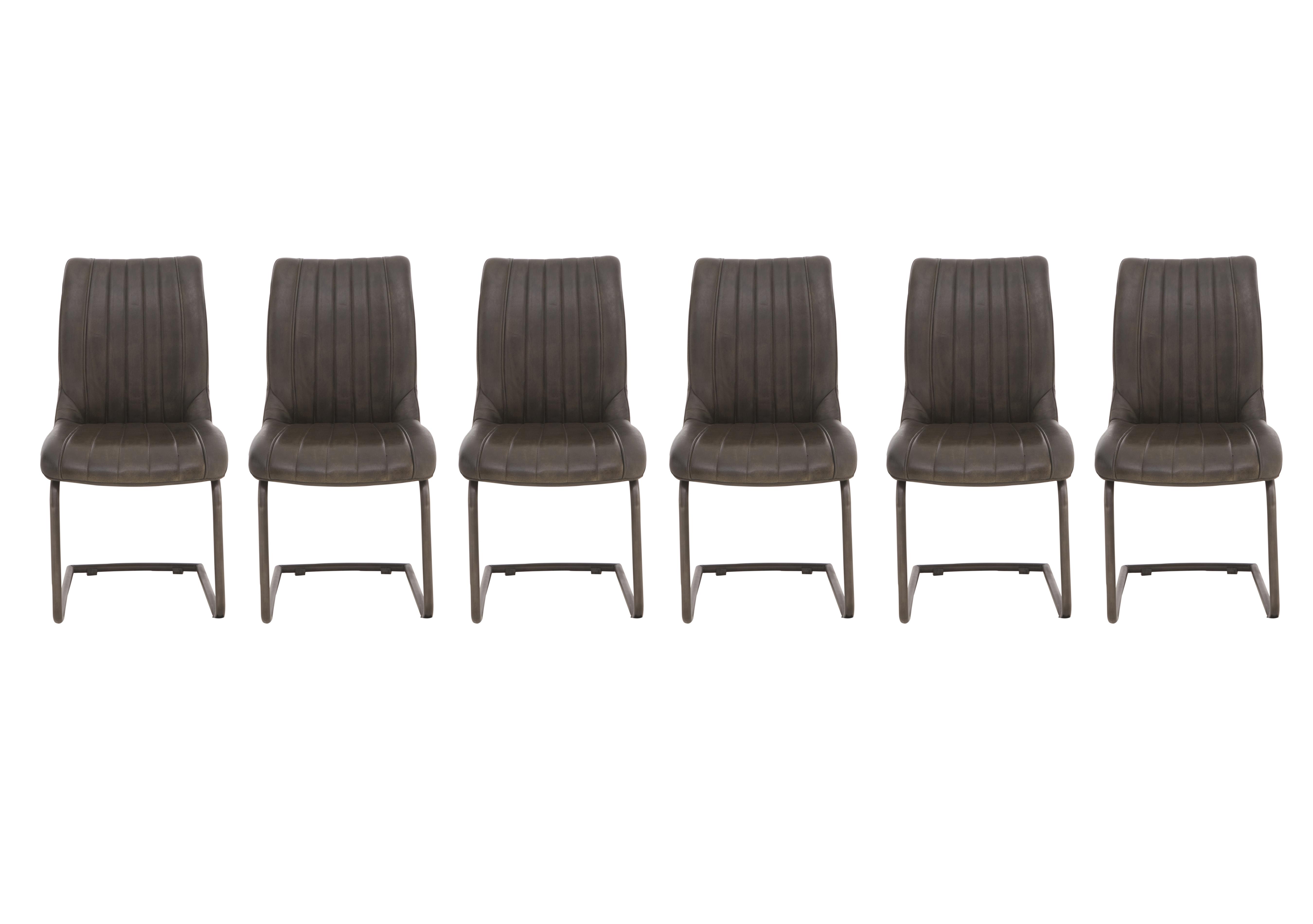 Dee Set of 6 Cantilever Leather Dining Chairs Furniture Village
