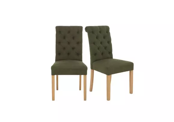 Green upholstered dining discount chairs