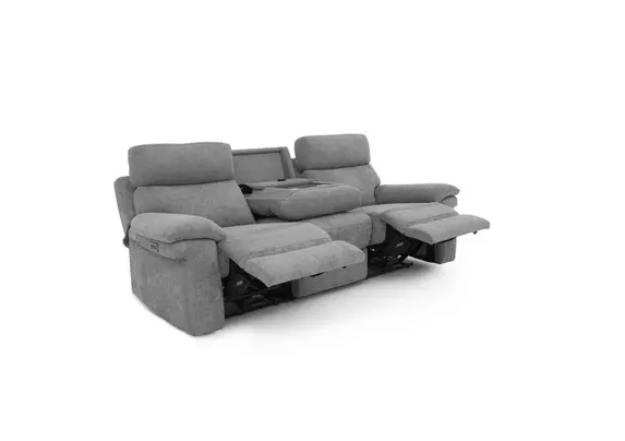 Serene 3 Seater Fabric Power Recliner Sofa with Drop Down Table and Power Headrests