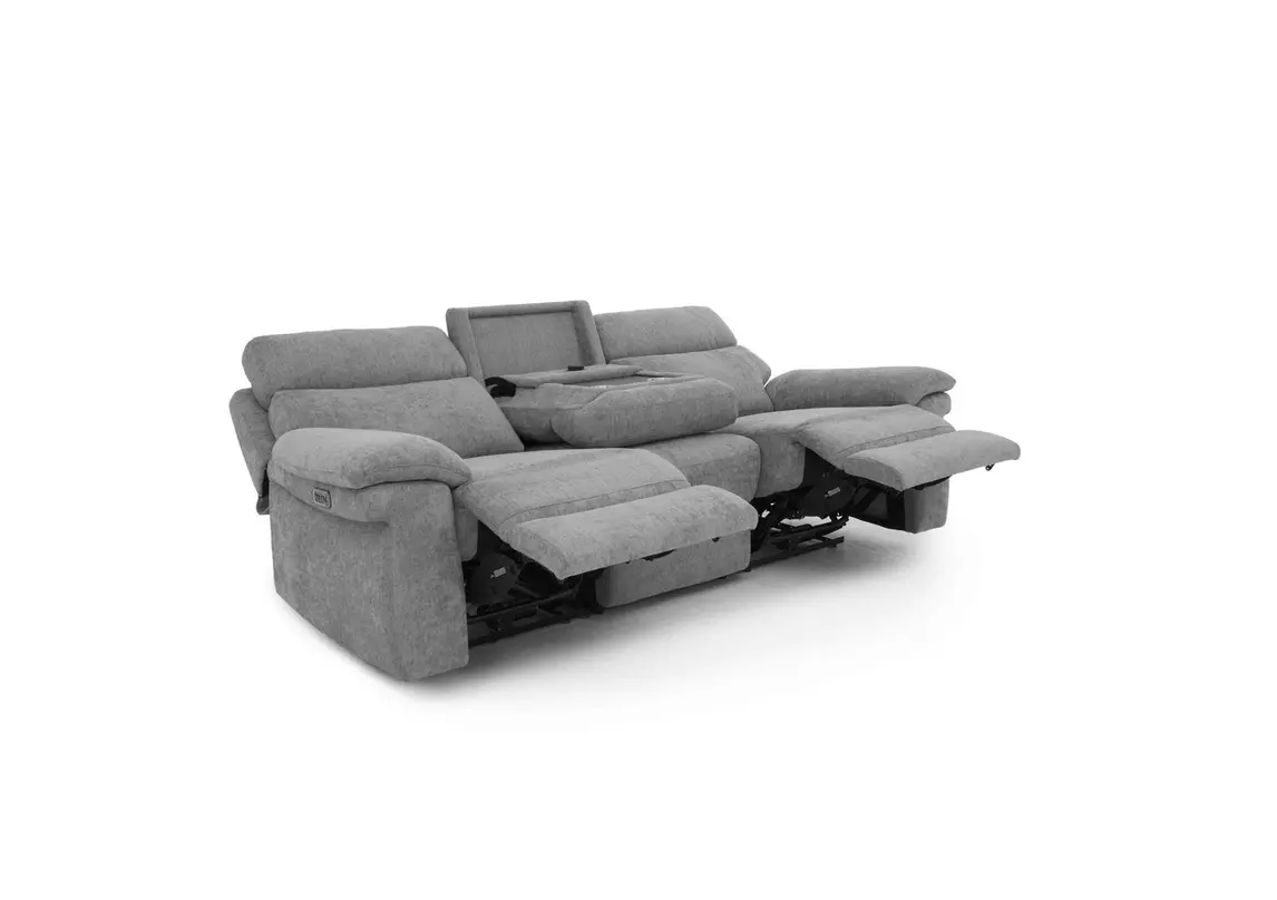 Reclining sofa with on sale drop down console