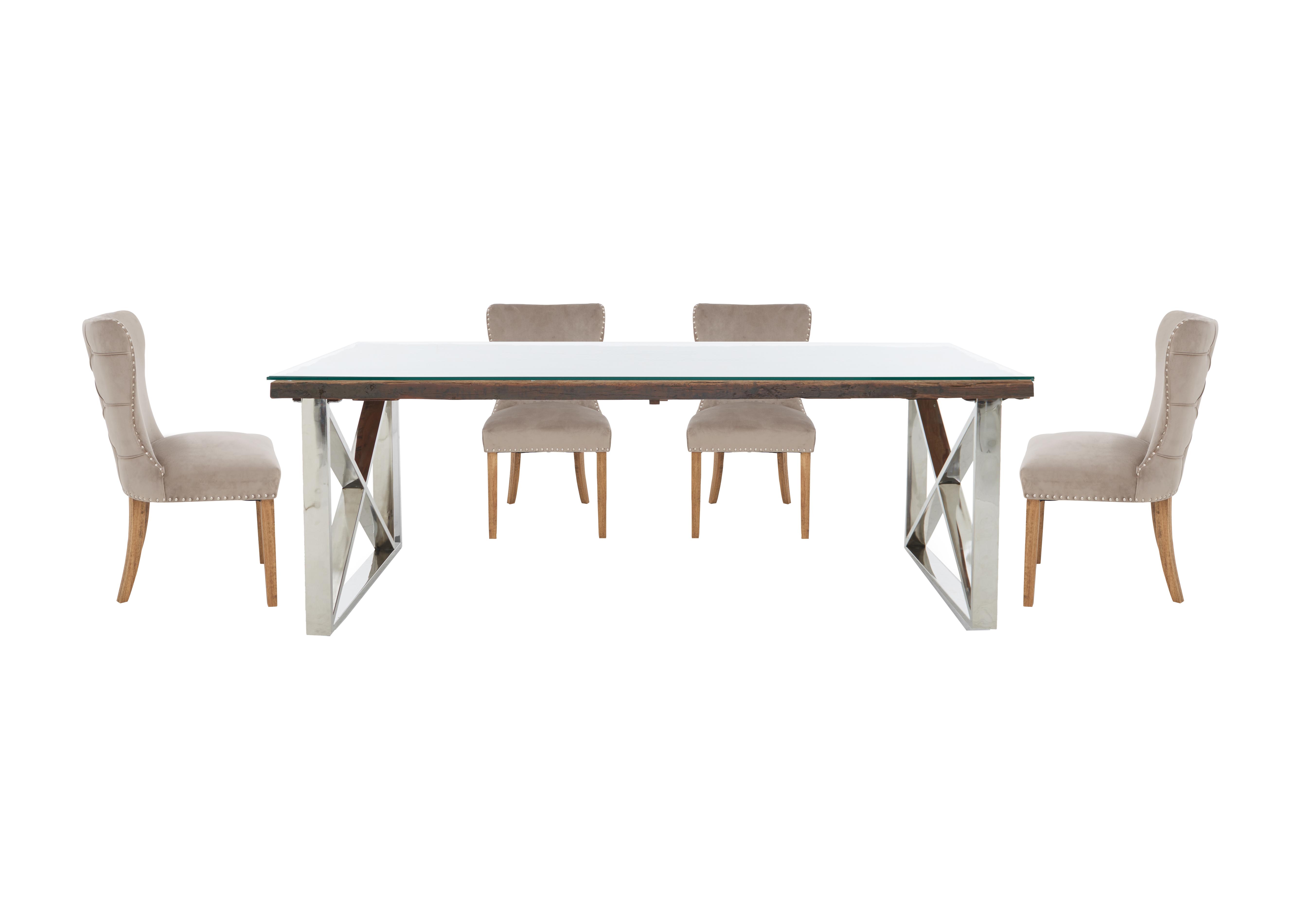 Chennai Dining Table with XLeg Base and 4 Luxe Dining Chairs