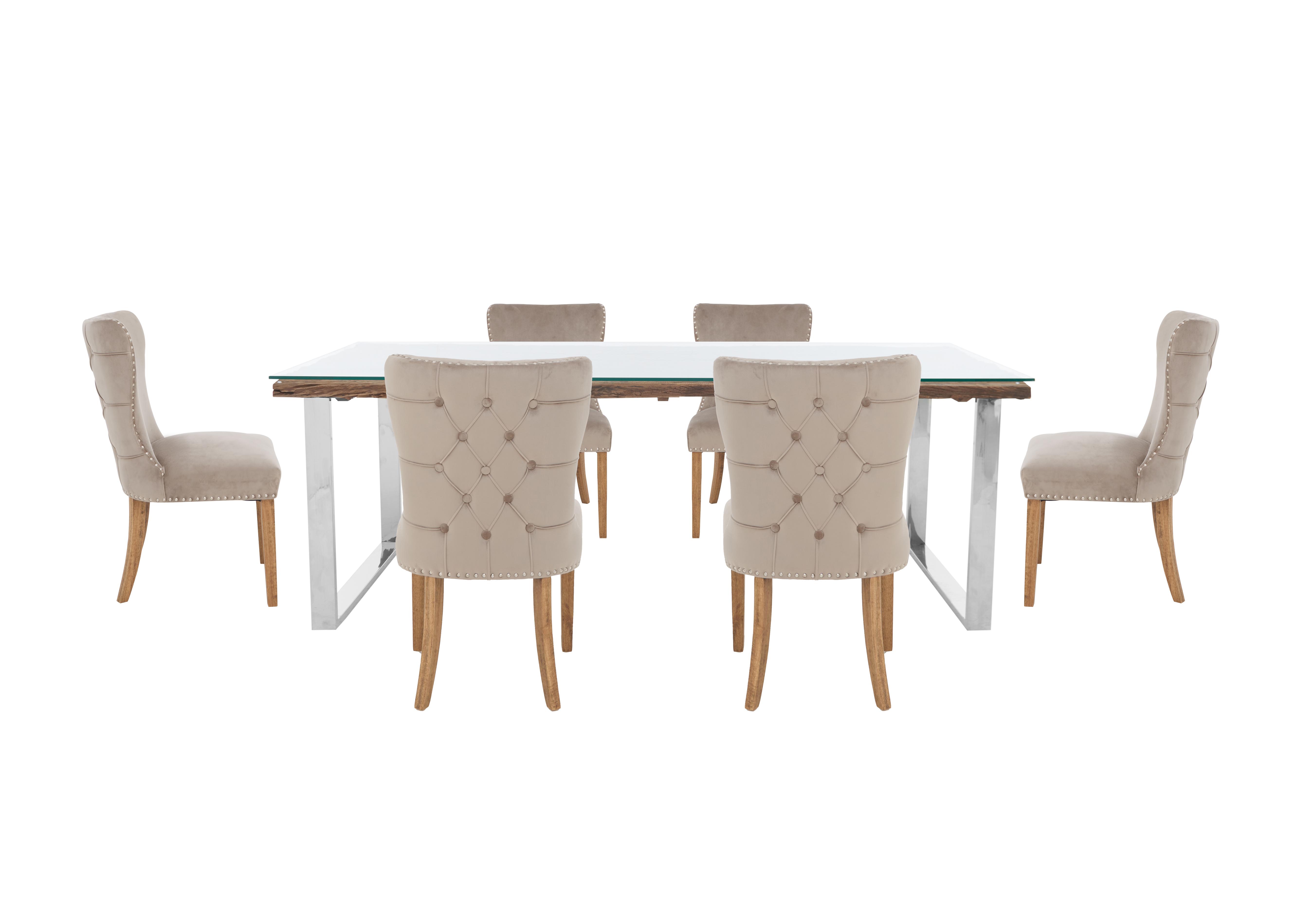 Chennai Dining Table with ULeg Base and 6 Luxe Dining Chairs