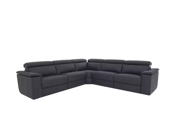 Black leather corner 2024 sofa recliner