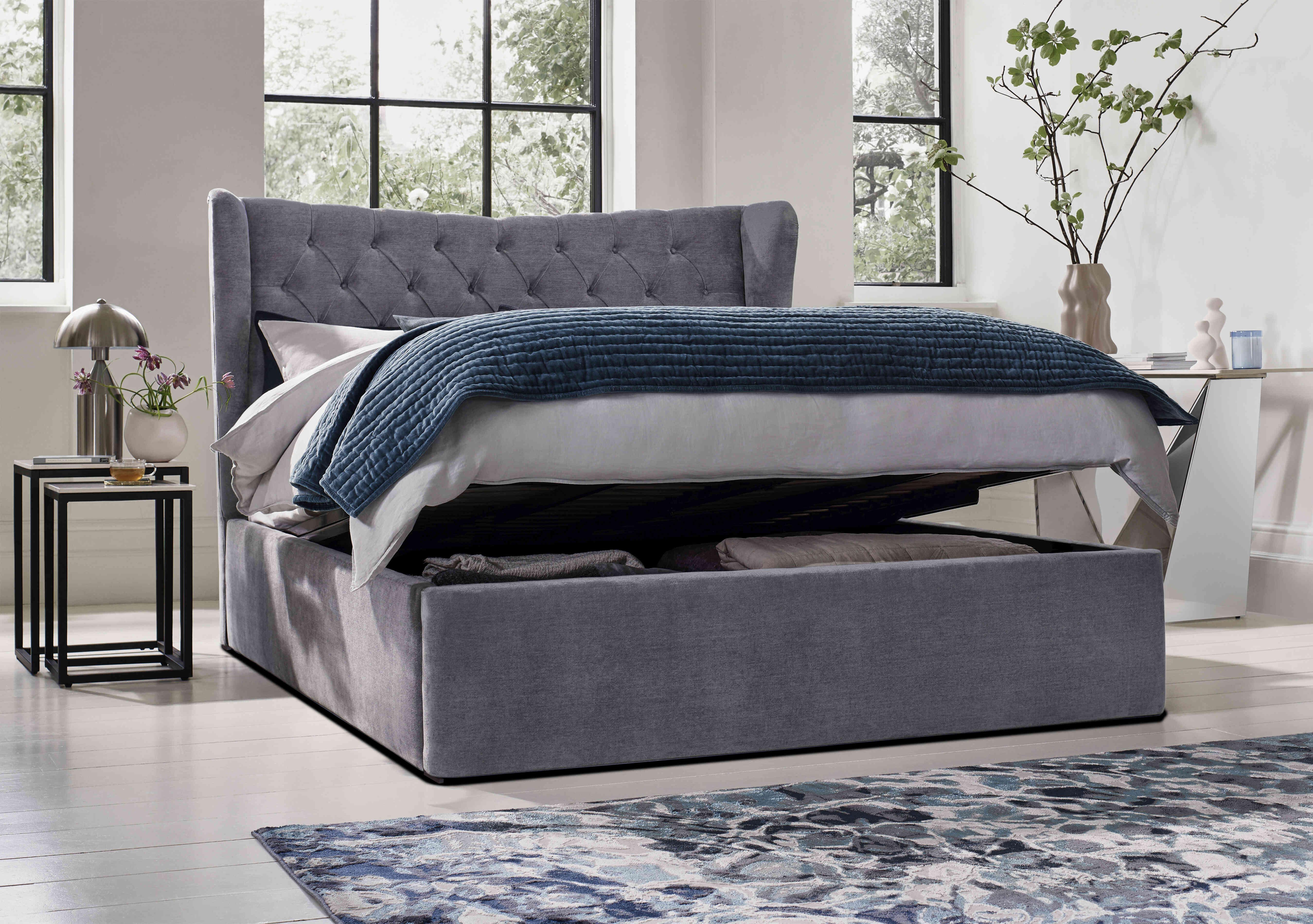 King size ottoman online bed solid base