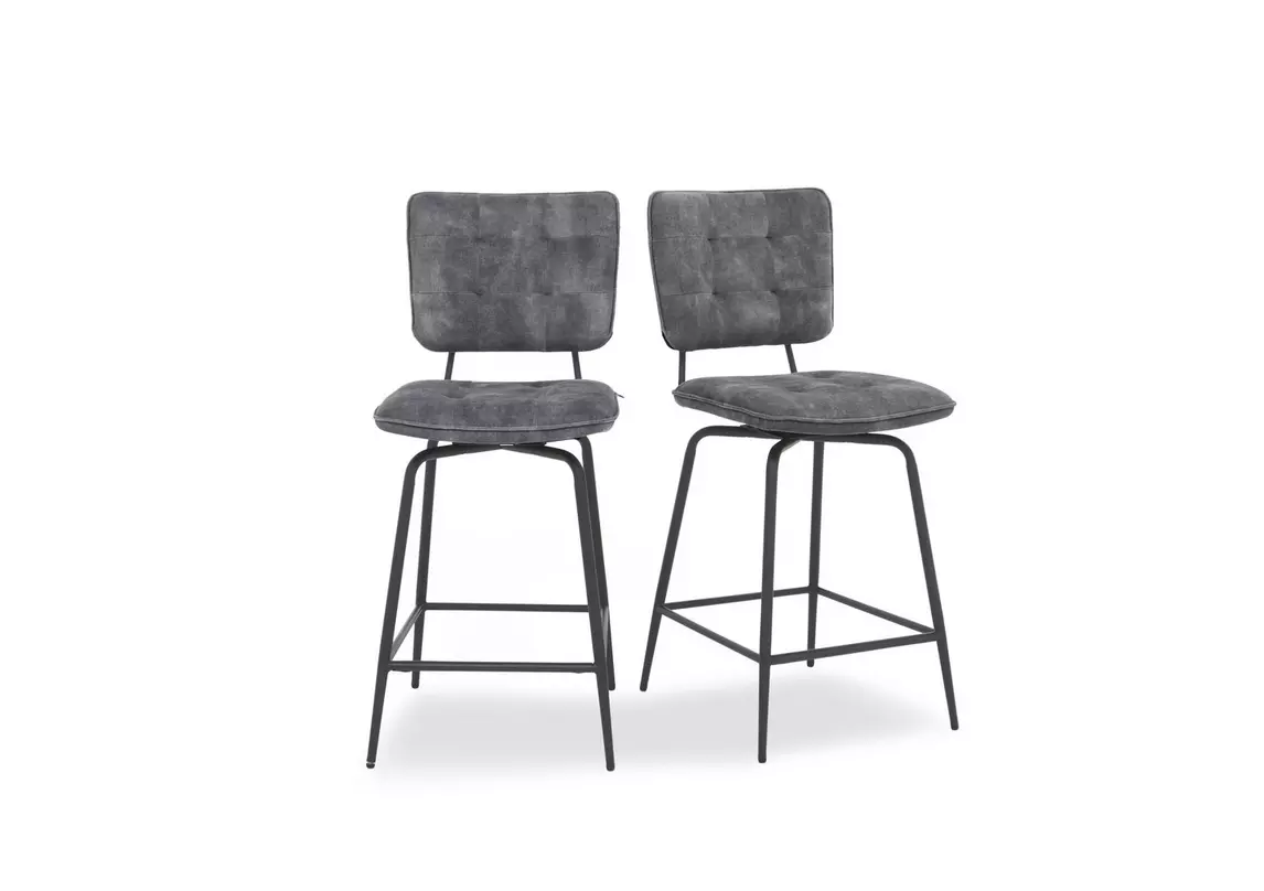 Toronto Pair of Velvet Swivel Bar Stools Habufa Furniture Village