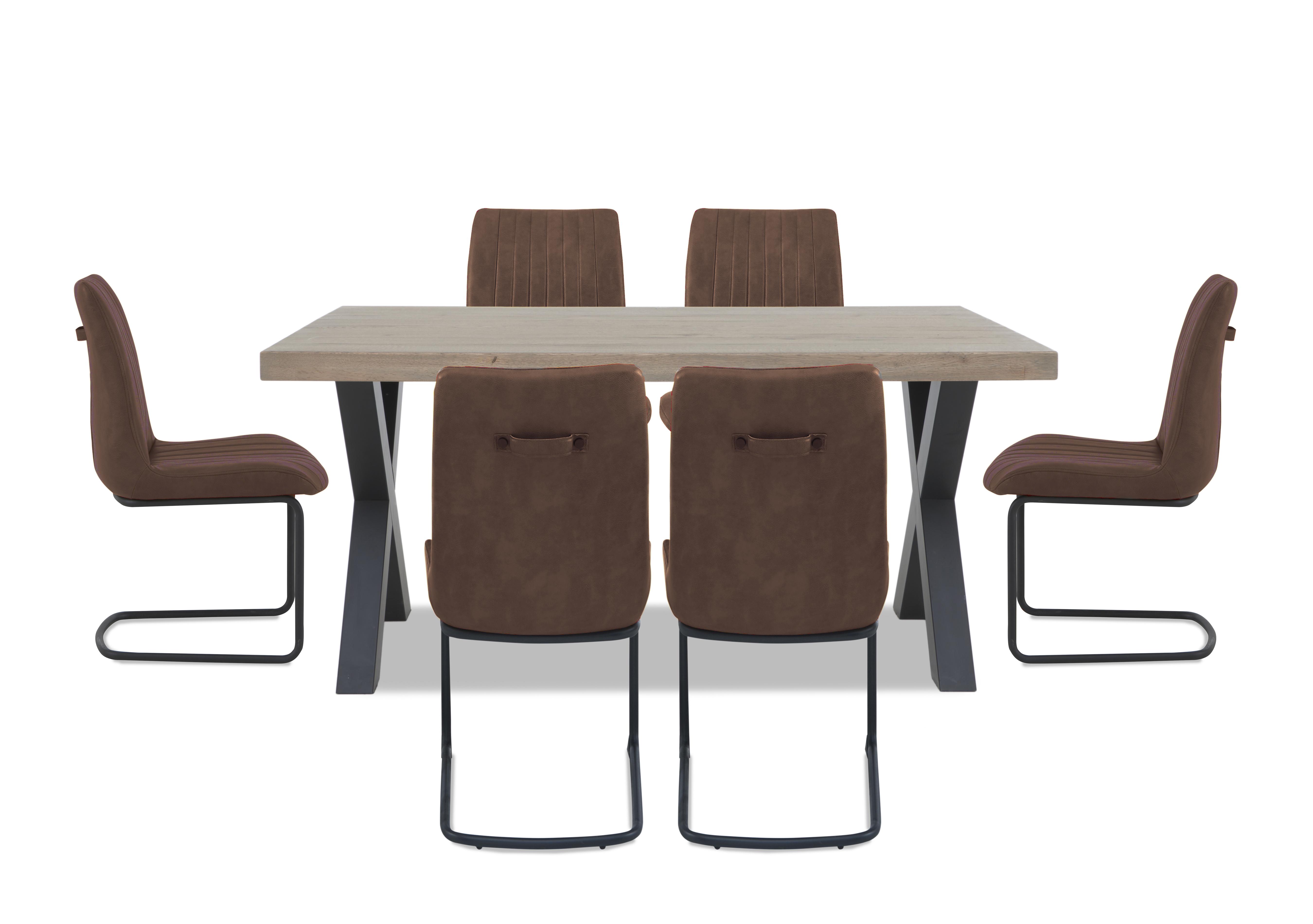 Compact Terra Straight Edge Dining Table with XShaped Legs and 6