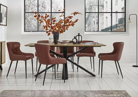 Modern wooden dining table and online chairs