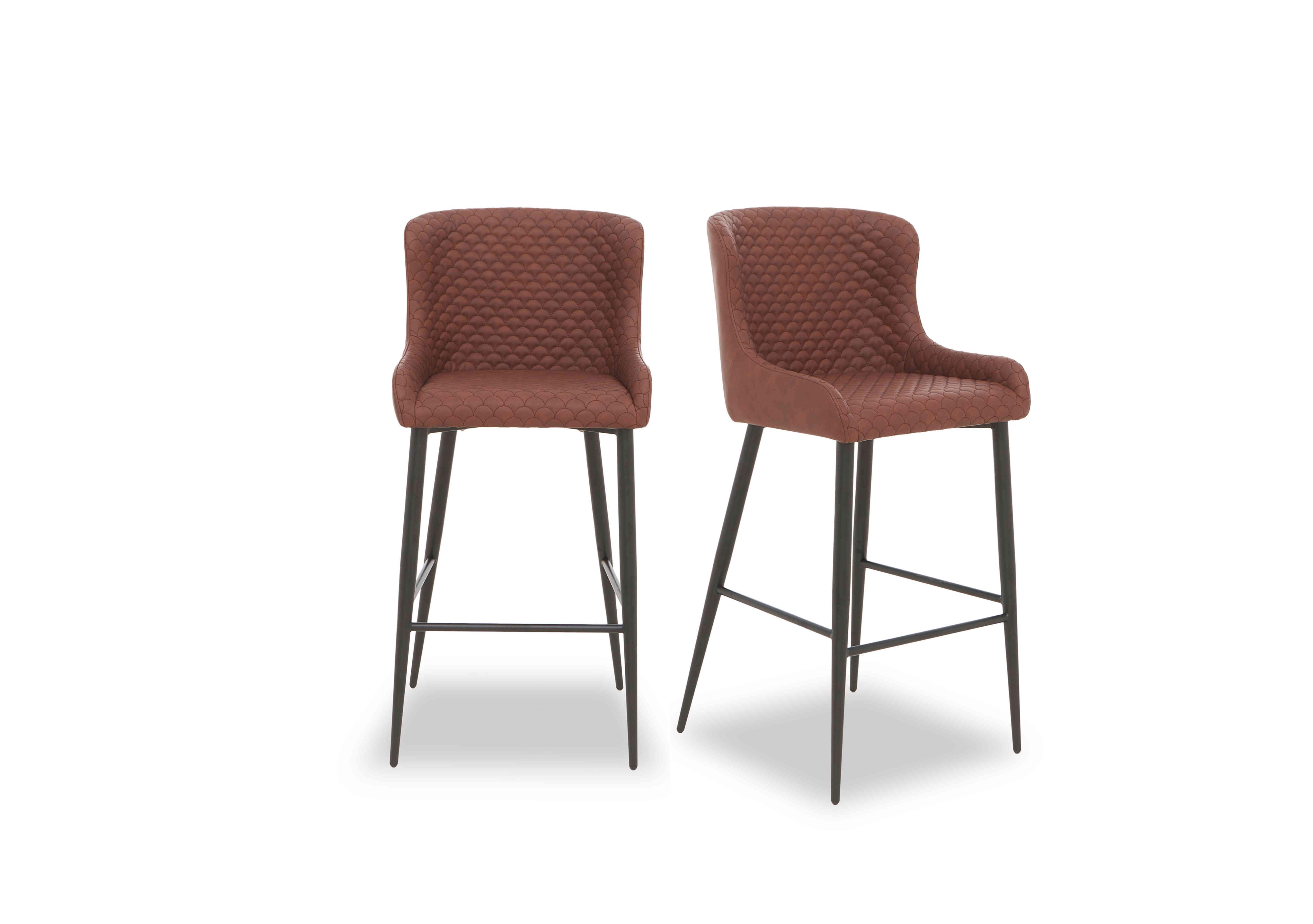 Hanoi Pair of Faux Leather Bar Stools Furniture Village