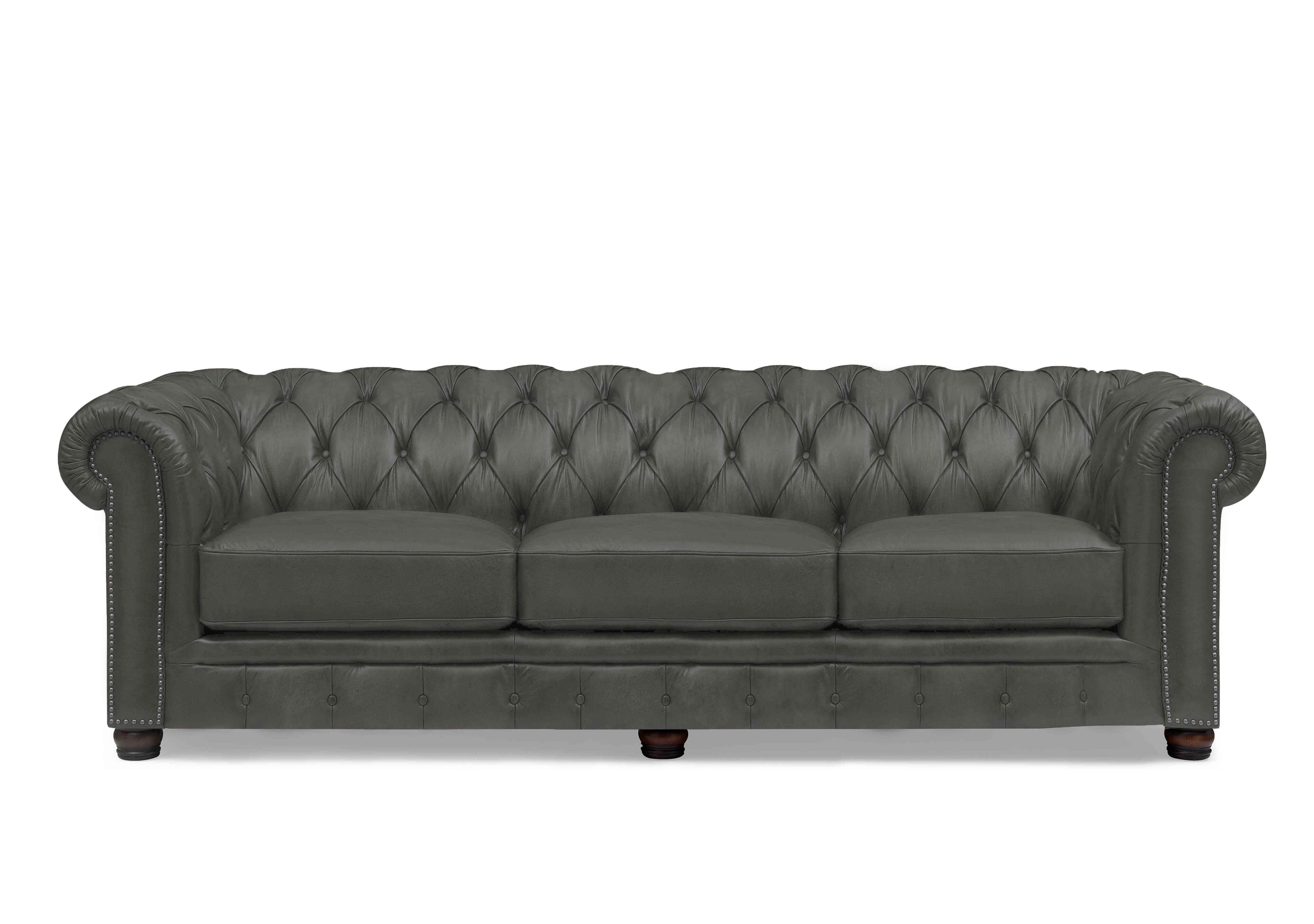 Light grey deals leather chesterfield sofa