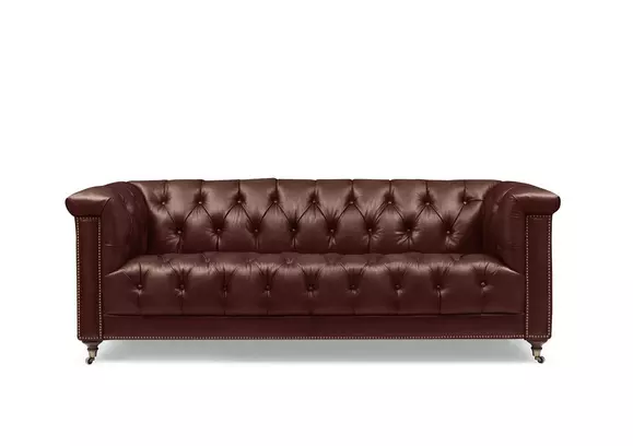 Burgundy deals tufted sofa