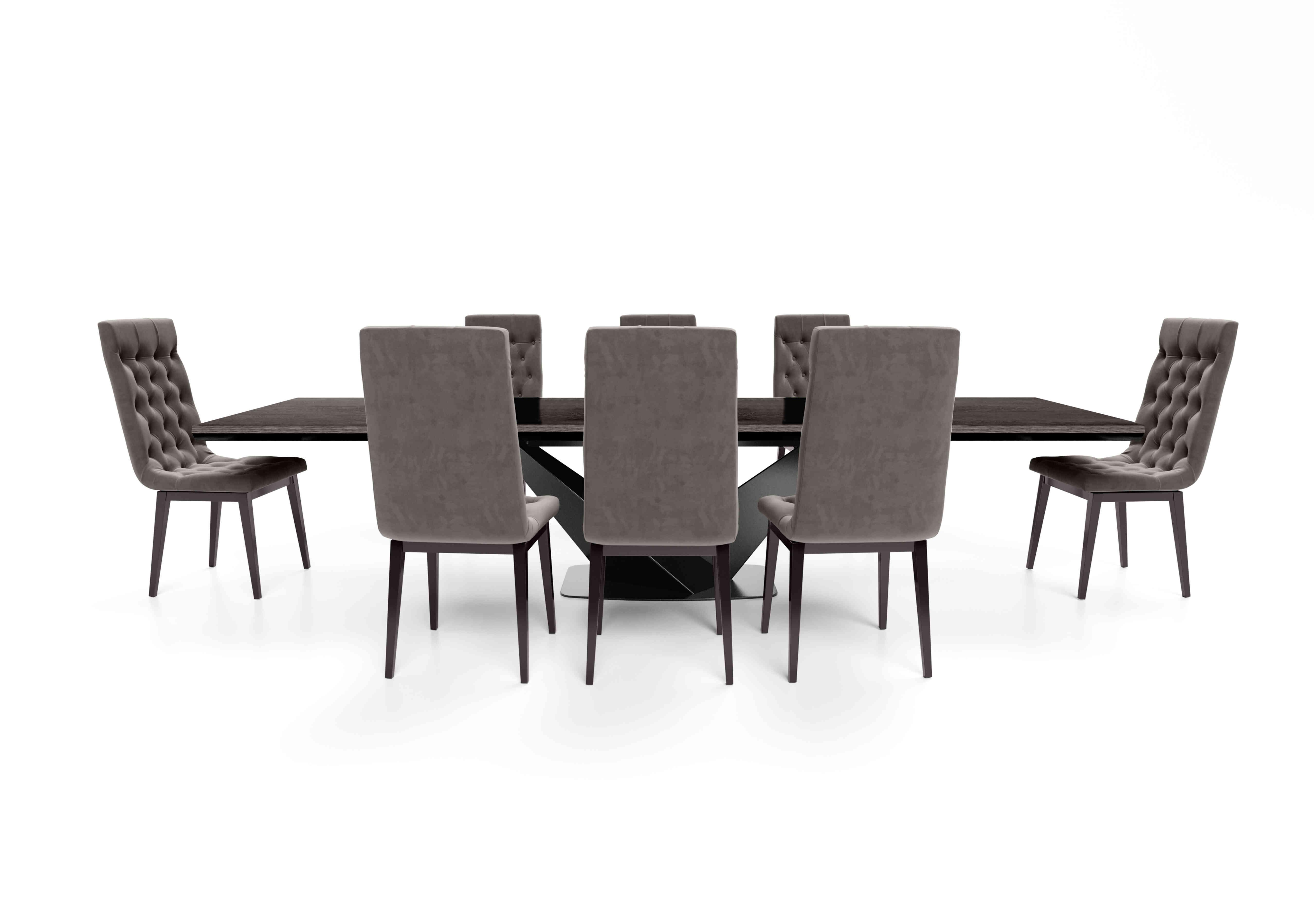 Vita Extending Dining Table and 8 Button Back Dining Chairs Furniture