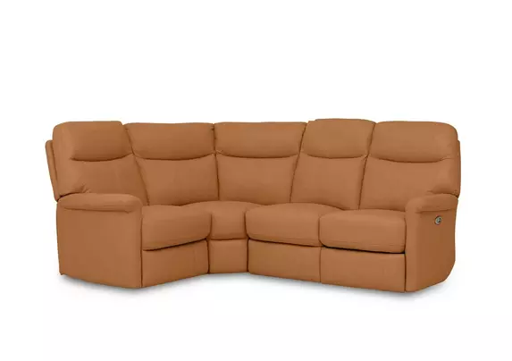 Compact leather corner sofa store