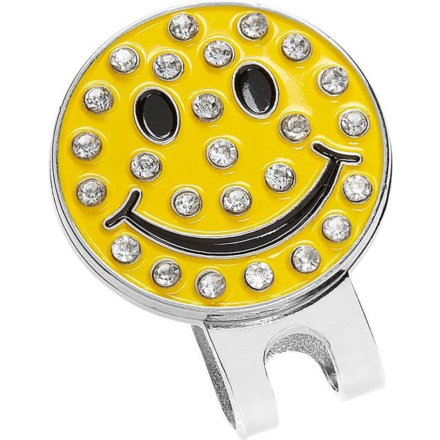 Rhinestone Happy Face Ball Marker with Hat Clip