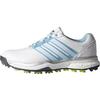 Chaussures Adipower Boost 2 &agrave; crampons pour femmes &ndash; Blanc/Bleu p&acirc;le/Lime clair