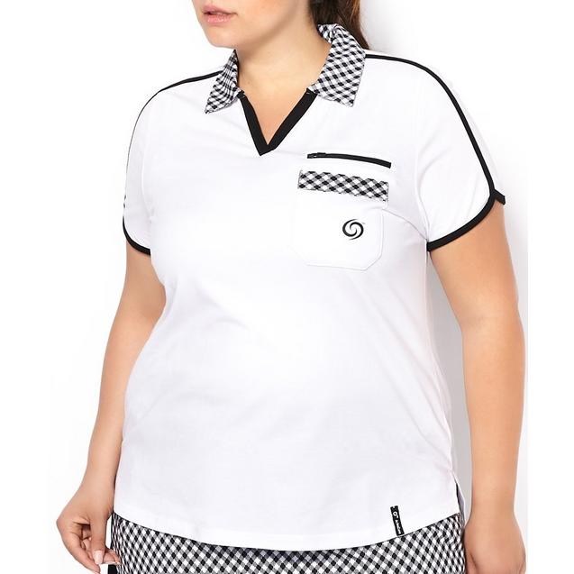 Polo jersey à manches courtes avec col imprimé pour femmes