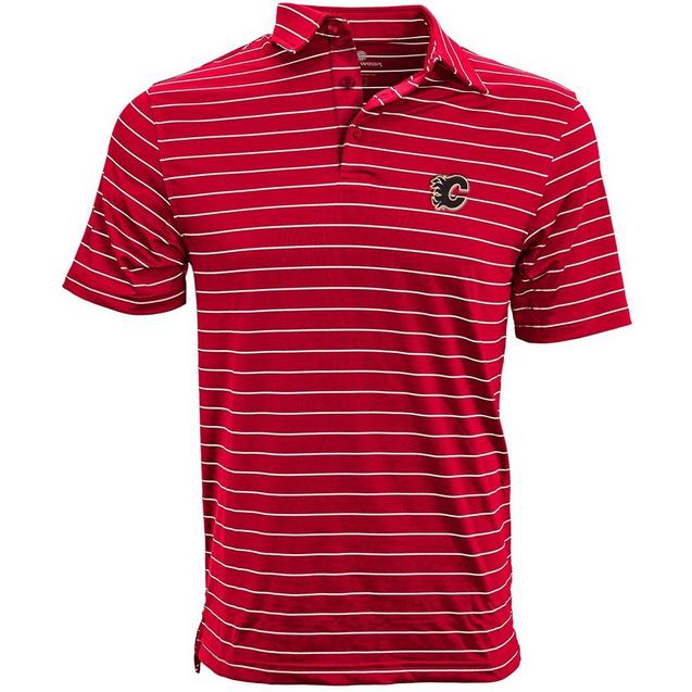 Men's Monaco Calgary Flames Stripe Short Sleeve Polo