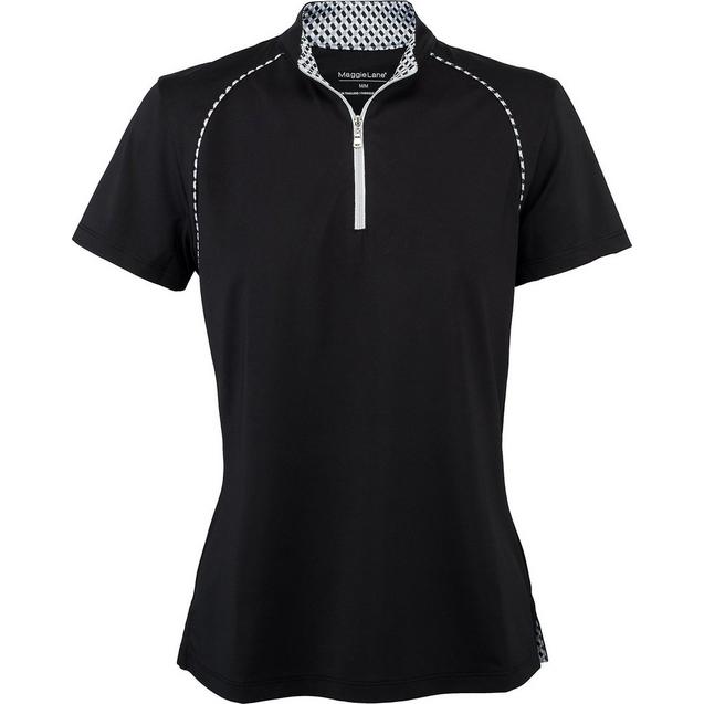 Women's Printed Piping Short Sleeve Mock MAGGIE LANE