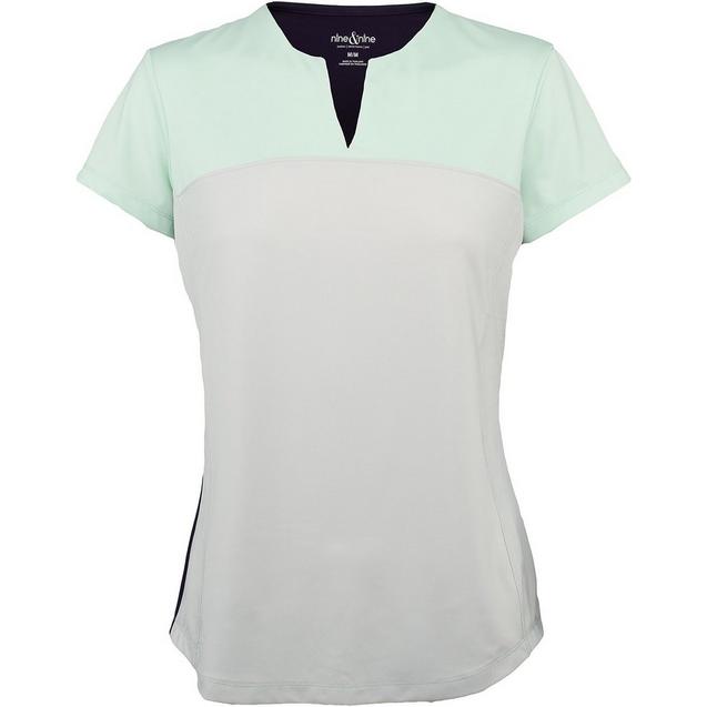 Women's Colourblock Notch Neck Short Sleeve Mock NINE & NINE