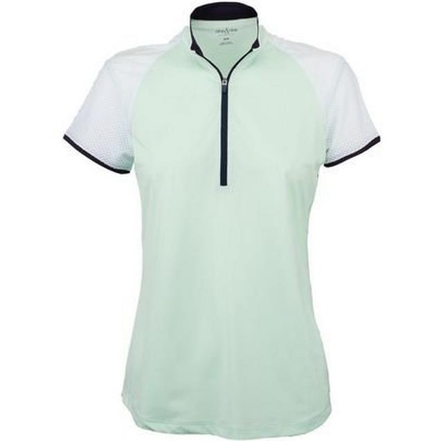 Women's Mesh Zip Short Sleeve Mock NINE & NINE