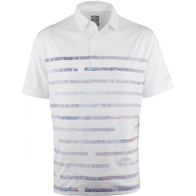 Men's B&T Stretch Textured Linear Printed Short Sleeve Polo