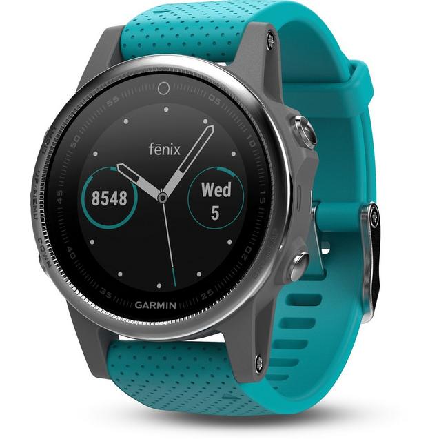 Silver fenix 5S with Turquoise Band Golf Town Limited