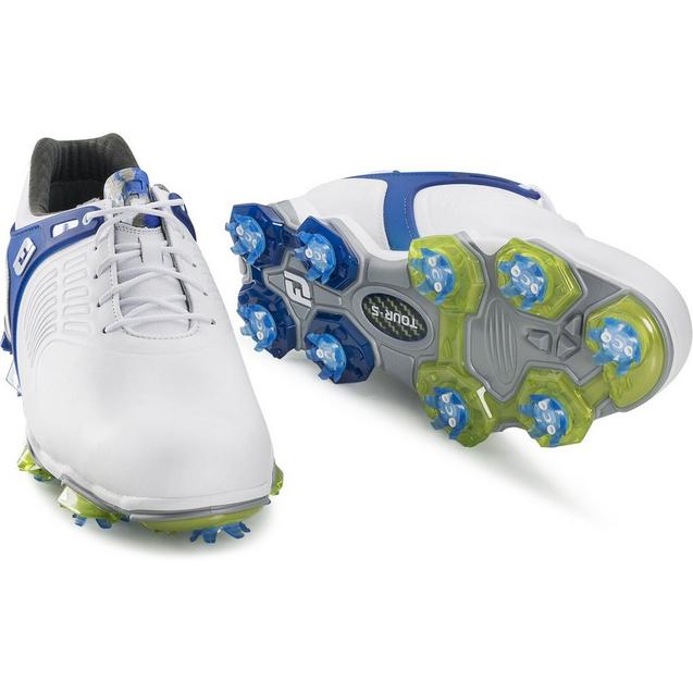 Mens Tour S Spiked Golf Shoe - WHT/BLU | FOOTJOY | Golf Town Limited