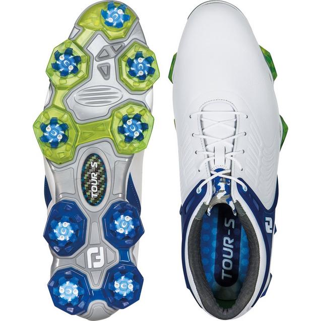 Mens Tour S Spiked Golf Shoe - WHT/BLU | FOOTJOY | Golf Town Limited