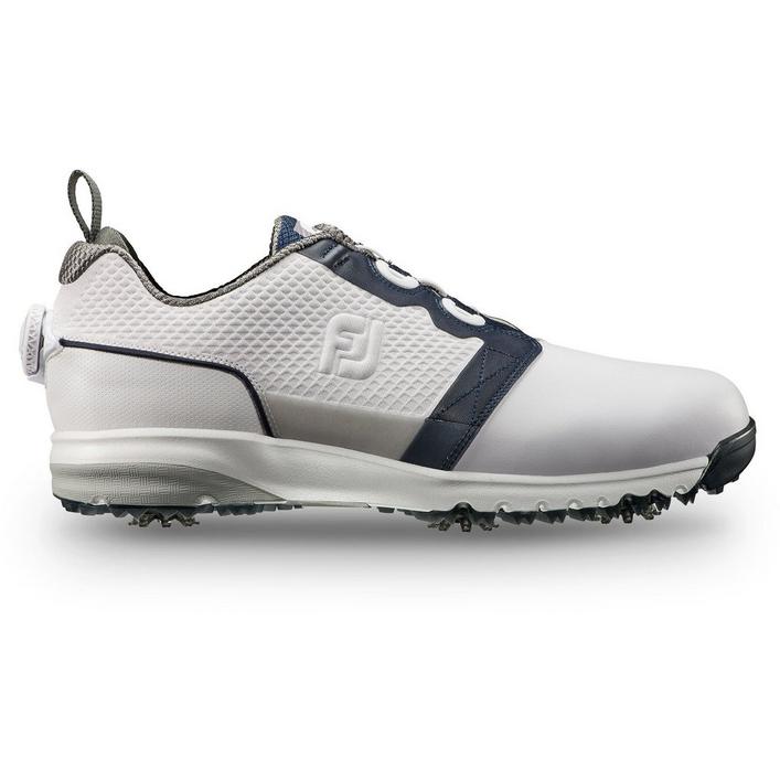 Mens Contour Fit Boa Spiked Golf Shoe WHT/NVY FOOTJOY Golf Town