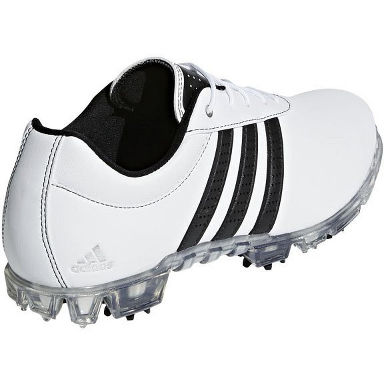 Men s Adipure Flex Spiked Golf Shoe White Black Silver ADIDAS Golf Shoes Men s Golf Town Limited