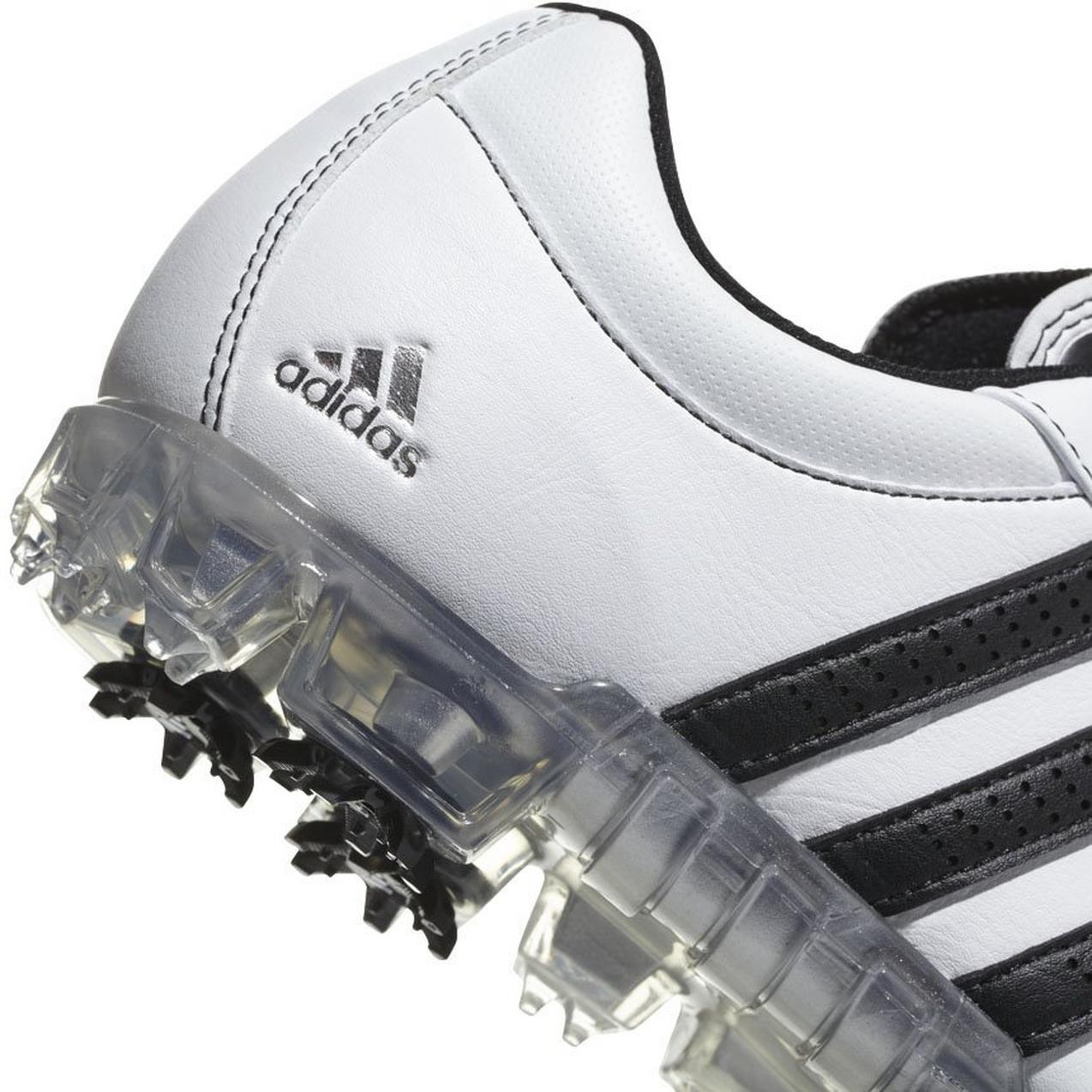 Men s Adipure Flex Spiked Golf Shoe White Black Silver ADIDAS Golf Shoes Men s Golf Town Limited