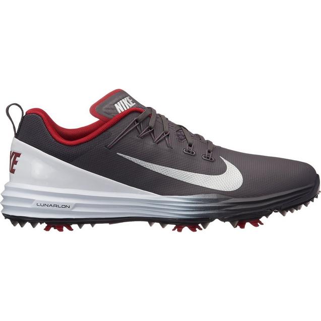 Men's Lunar Command 2 Spiked Golf Shoe - Dark Grey,White,Silver,Red NIKE