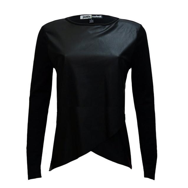 Women's Traveluxe Faux Leather Long Sleeve Top 