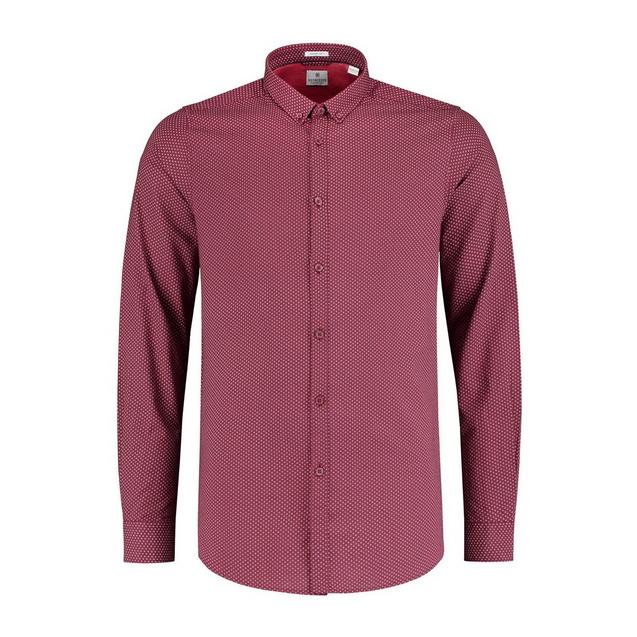 Men's Small Dot Fine Jacquard Woven Long Sleeve Shirt