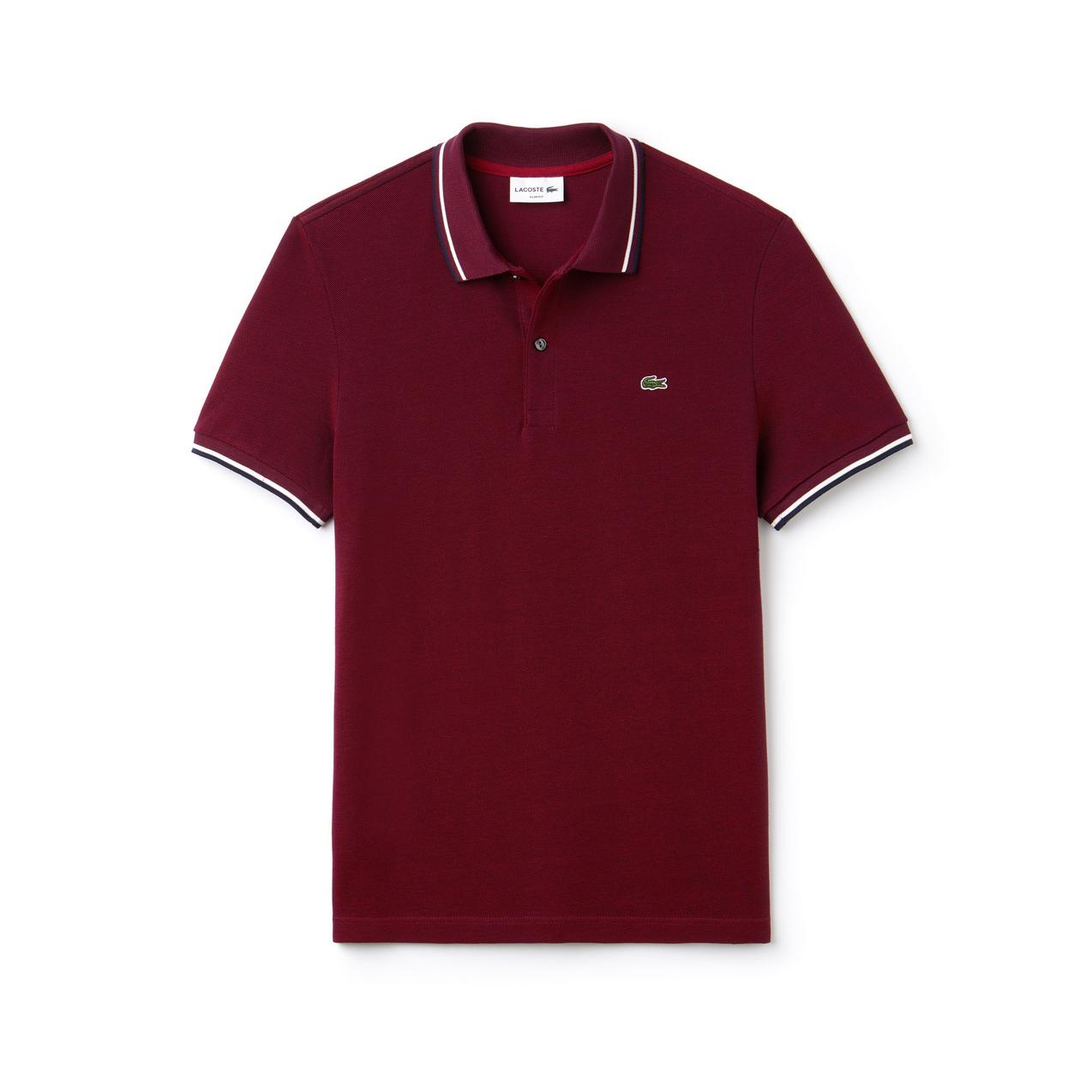 Men's Slim Fit Contrast Accents Caviar Pique Short Sleeve Polo