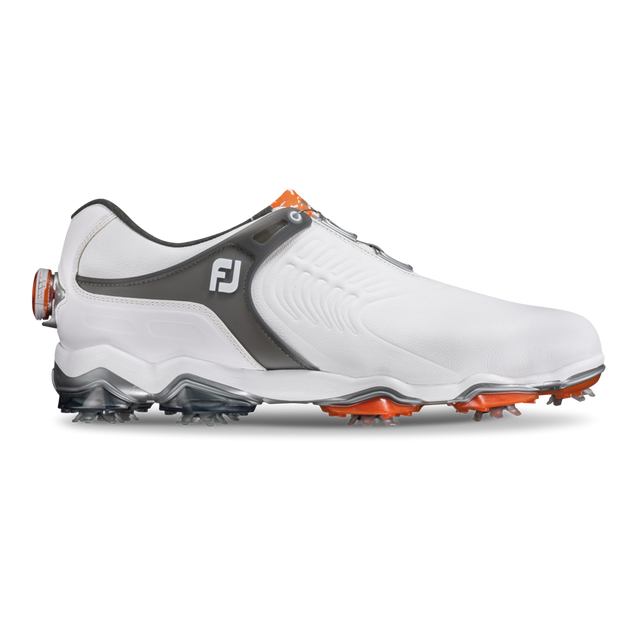 Men's Tour S Boa Spiked Golf Shoe - WHITE/GREY/ORANGE