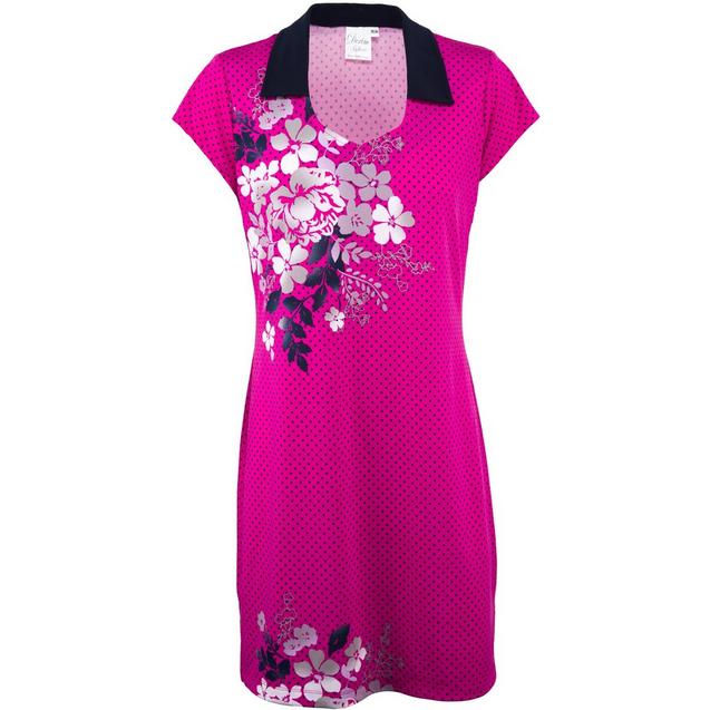 Women's Open Neck Floral Placement Print Short Sleeve Dress