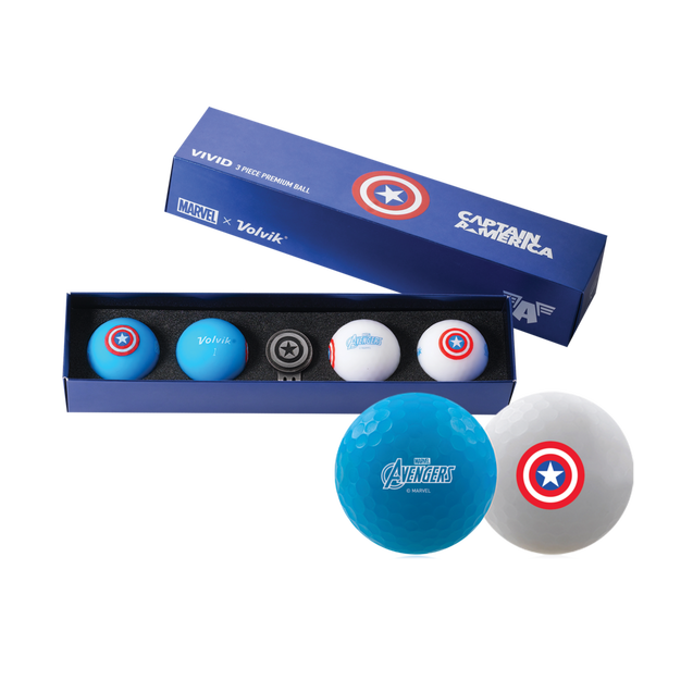 Marvel Vivid 4 Pack Gift Set Golf Balls - Captain America Edition